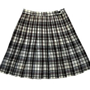 Vintage Plaid Pleated Knee Length Schoolgirl Skirt Size 10 Modest Preppy Autumn